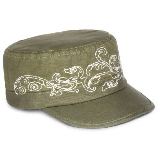 Scala Embroidered Cadet Cap, Olive, Womens