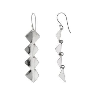 Sterling Silver Kite Shaped Linear Earrings, Womens