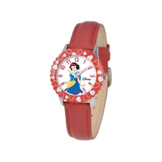 Disney Kids Time Teacher Snow White Leather Watch, Girls