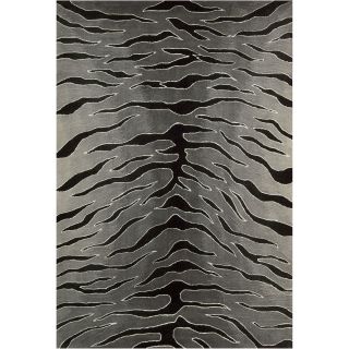 Nourison Black Tiger High Low Carved Rectangular Rugs, Grey