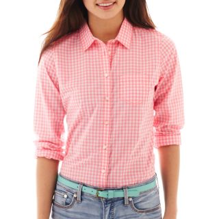 Long Sleeve Gingham Shirt, Pink