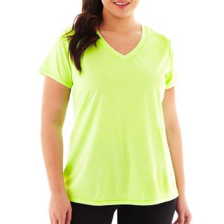 Xersion Short Sleeve Melange Tee   Plus, Neon Kiwi, Womens