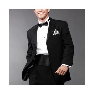 Stafford Essentials Wool Tuxedo Jacket Portly, Black, Mens