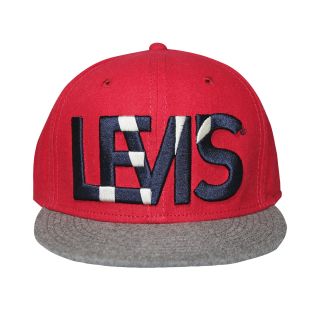 Levi Embroidered Ballcap, Red, Mens