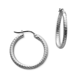 Bridge Jewelry Hoop Earrings, Sterling Silver Patterned, Gray