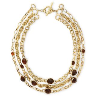 Liz Claiborne Gold Tone Tortoiseshell Multi Chain Necklace, Brown