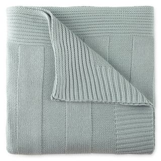 ROYAL VELVET Rib Knit Throw, Light Seamist