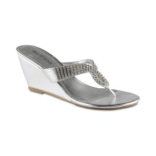 CALL IT SPRING Call It Spring Wallick Rhinestone Wedge Thong Sandals, Silver,