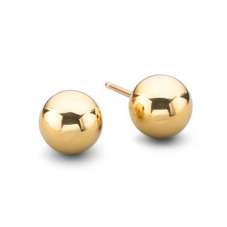14K Yellow Gold Ball Stud Earrings, Womens