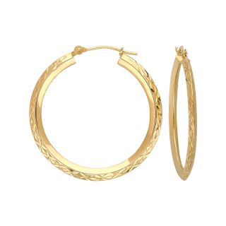 14K Gold Star Cut Hoop Earrings, Womens