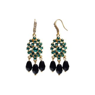 ZOË + SYD Onyx & Green Crystal Chandelier Earrings, Womens