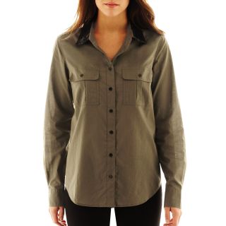 I Jeans By Buffalo Sequin Camp Shirt, Khaki