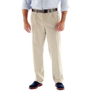 Lee Stain Resistant Pleated Cotton Pants Big and Tall, Khaki, Mens