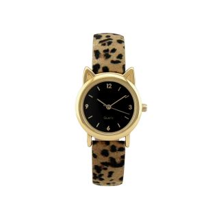 Womens Kitty Ears Metallic Watch, Cheetah