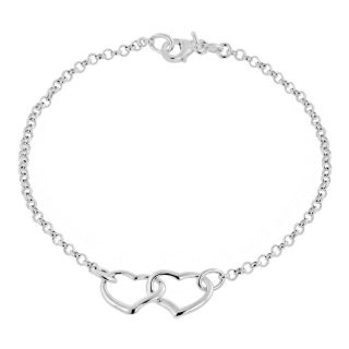 Sterling Silver Double Heart Bracelet, Womens