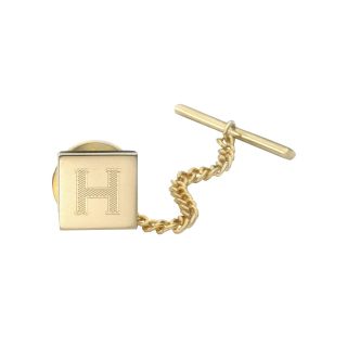 Engravable Square Gold Plated Tie Tack