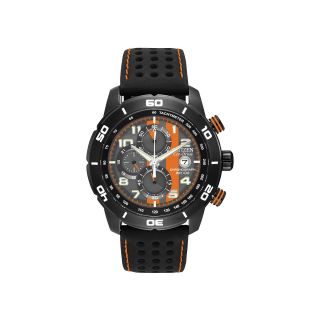 Citizen Eco Drive Primo Mens Black & Orange Multifunction Watch CA0467 11H
