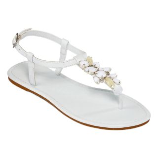 MIXIT Mixit Stone Cluster T Strap Sandals, White, Womens