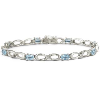 ONLINE ONLY   Sterling Silver Genuine Aquamarine Bracelet, White, Womens