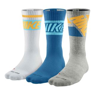 Nike 3 pk. Dri FIT Crew Socks Big and Tall, Orange/Blue/White, Mens