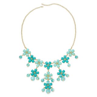 MIXIT Gold Tone Aqua Flower Bauble Necklace, Blue