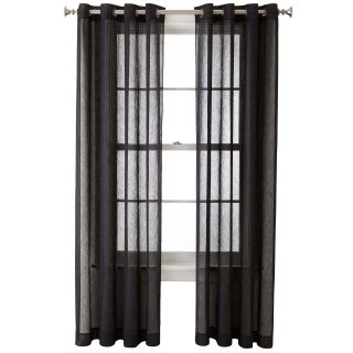ROYAL VELVET Crushed Voile Grommet Top Curtain Panel, Black