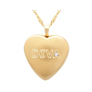 14K/Sterling Silver Diva Heart Locket, Womens