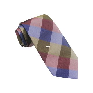 Stafford Multicolor Buffalo Plaid Tie, Purple, Mens