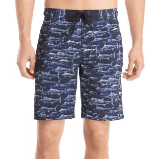 Izod Printed Swim Trunks, Midnight Navy Marl, Mens