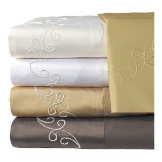 American Heritage 800tc Set of 2 Egyptian Cotton Embroidered Scroll Pillowcases,