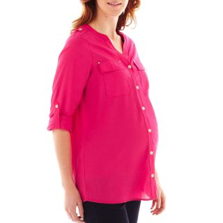 Maternity Button Front Shirt, Pink