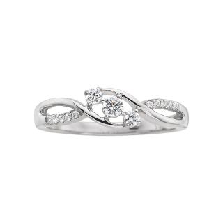 1/5 CT. T.W. Diamond Three Stone Promise Ring, White, Womens