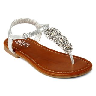 Stevies Camelot Toddler Girls Ankle Strap Sandals, Silver, Silver, Girls