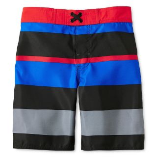 ARIZONA Striped Swim Trunks   Boys 6 18, Red, Boys