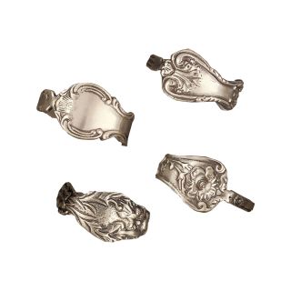 4 pc. Silver Tone Spoons Napkin Ring Set