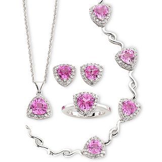 Lab Created Trillion Cut Pink Sapphire 4 pc. Jewelry Set, Womens