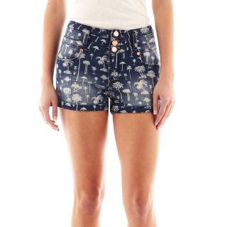 Saphire Ink Stacked High Waisted Denim Shorts, Dk Wash Palm, Womens
