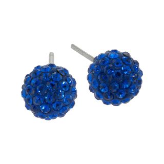 Bridge Jewelry Sterling Silver Royal Blue Crystal Ball Stud Earrings