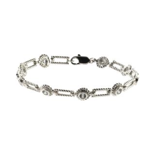 Bridge Jewelry Round Cubic Zirconia Bracelet, Crystal