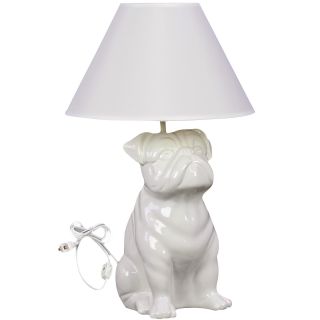 White Ceramic Bulldog Table Lamp