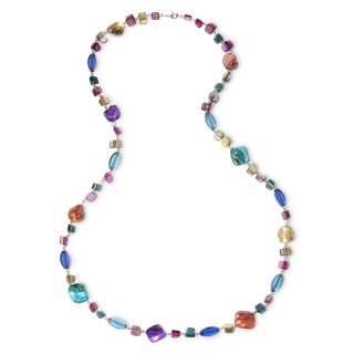 MIXIT Silver Tone Multicolor Beads & Shells Rosary Necklace