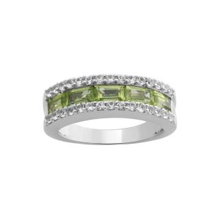 Peridot & Lab Created White Sapphire Band In Sterling Silver, Womens