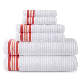 JCP Home Collection  Home 6 pc. Quick Dri Towel Set, Intense Coral Stri