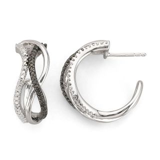 1/10 CT. T.W. Color Enhanced Black & White Diamond Earrings, Womens