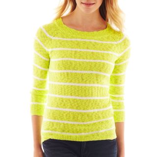 Striped Textured Sweater, Green/White, Womens