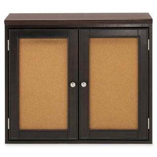 Create Your Space 2 Door Corkboard Storage Cubby, Espresso (Dark Brown)
