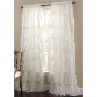 Lorraine Gypsy Ruffled Rod Pocket Sheer Panel, White