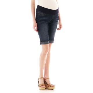 Maternity Denim Bermuda Shorts, Dark Wash