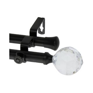 ROD DESYNE Double Curtain Rod With Faceted Finials, Black