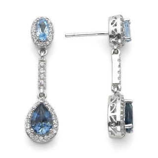 Genuine Blue Topaz & Lab Created White Sapphire Earrings, Womens